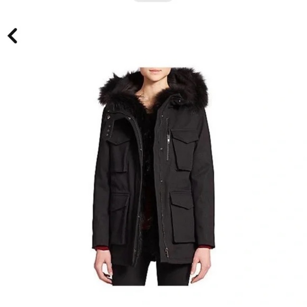 The Kooples Black Fur-Trimmed Parka